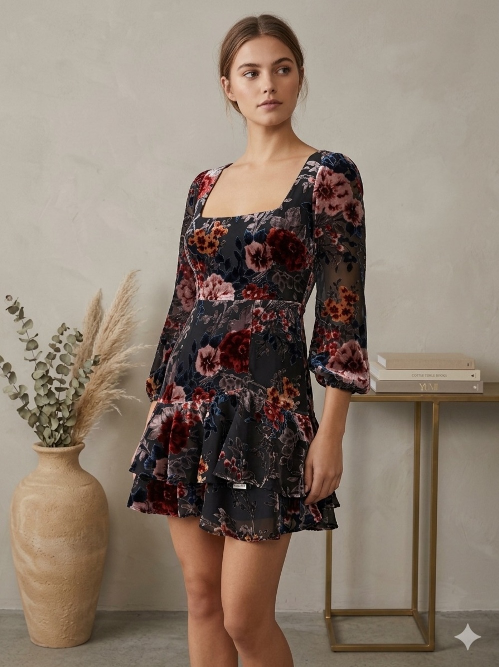 Yumi Kim Hey Love Velvet Burnout Mini Dress M NWT